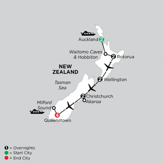 tourhub | Globus | Independent Naturally New Zealand | Tour Map