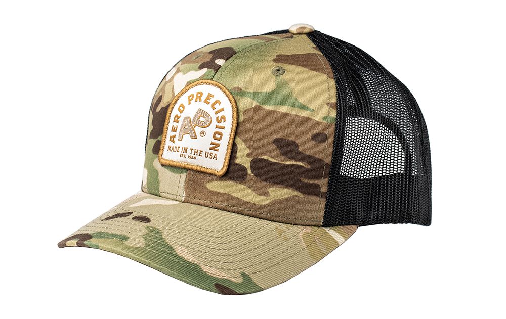 Aero Precision AP Letter Retro Trucker Hat - Multicam Arid | The Black ...