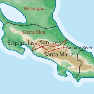 tourhub | World Expeditions | Costa Rica Traverse | Tour Map