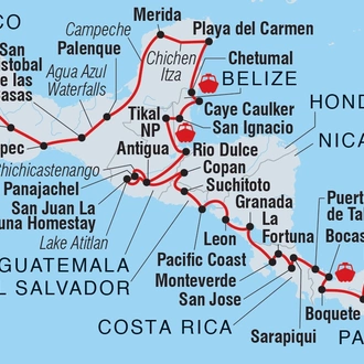 tourhub | Intrepid Travel | Ultimate Central America | Tour Map