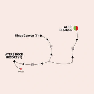 tourhub | AAT Kings | Kings Canyon and Uluru | Tour Map