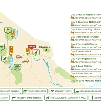 tourhub | Beach and Safari Holidays | Chasing the Big Five: Roaming the African Wilderness | Tour Map