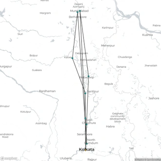 tourhub | CroisiEurope Cruises | Cruise on the Ganges between Kolkata and Varanasi & the splendors of Rajasthan (port-to-port cruise) | Tour Map