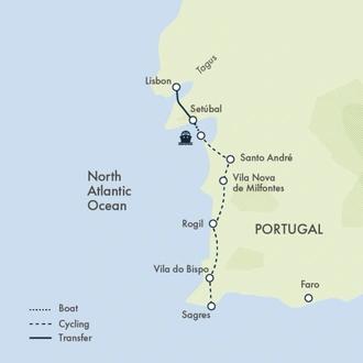 tourhub | Exodus | Lisbon to Algarve Ride | Tour Map
