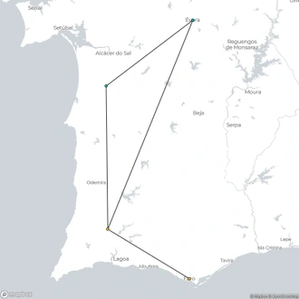 tourhub | Destination Services Portugal | Portugal Inland Paths, Self-drive | Tour Map