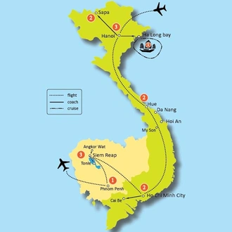 tourhub | Tweet World Travel | Best Of Vietnam And Cambodia Tour | Tour Map