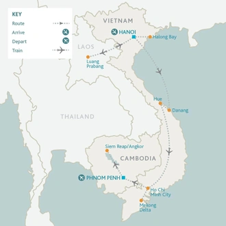 tourhub | Riviera Travel | Grand Tour of Indochina | Tour Map