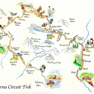 tourhub | Peregrine Treks and Tours | Annapurna Circuit Trek | Tour Map