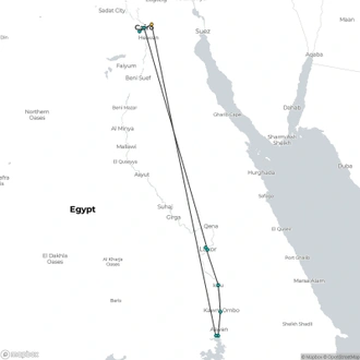 tourhub | Sun Pyramids Tours | Private 8 Days Luxury Package to Egypt, Luxor to Aswan Nile Cruise Tours by Air | Tour Map