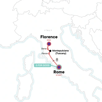 tourhub | G Adventures | Tuscan Adventure: Rome to Florence | Tour Map