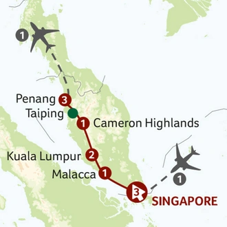 tourhub | Saga Holidays | The Best of Singapore and Malaysia | Tour Map