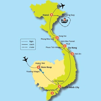 tourhub | Tweet World Travel | Vietnam And Cambodia Tour: Indochina Discovery | Tour Map