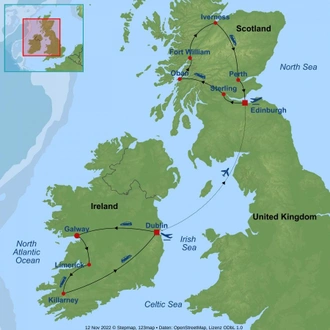 tourhub | Indus Travels | Best of Ireland and Scotland | Tour Map
