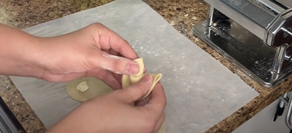 The shape of the tortellini appears