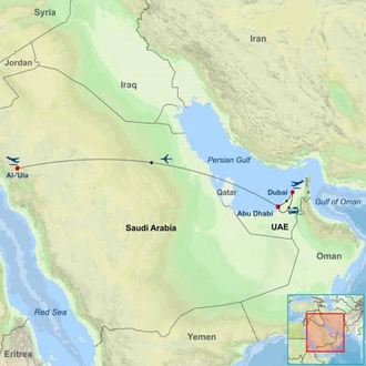 tourhub | Indus Travels | Highlights of UAE and Saudi Arabia | Tour Map