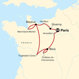 tourhub | G Adventures | France Family Journey: From Paris to Normandy and Beyond | Tour Map