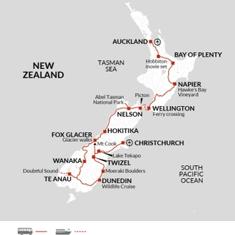 tourhub | Explore! | New Zealand Explorer | Tour Map