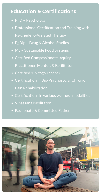 image of Luke Sniewski and list of his education and certifications