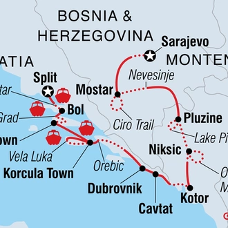 tourhub | Intrepid Travel | Cycle Croatia & the Balkans | Tour Map