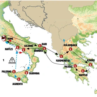 tourhub | Europamundo | Rome, Complete Greece with Puglia and Campania | Tour Map