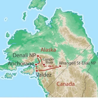 tourhub | World Expeditions | Great Alaska Adventure | Tour Map