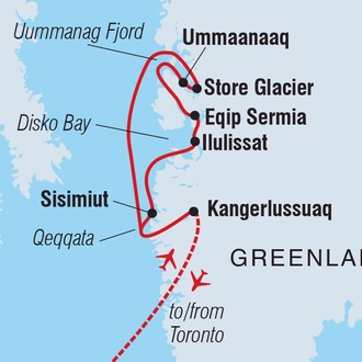 tourhub | Intrepid Travel | West Greenland Gems: Fjords, Icebergs, and Culture | Tour Map