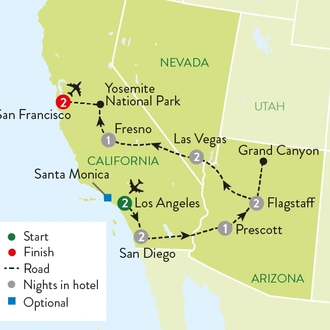 tourhub | Travelsphere | Best of the West | Tour Map