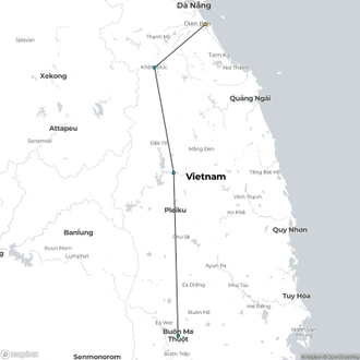 tourhub | Mr Linh's Adventures | Expedition through the Central Highlands 5 days 4 nights | Tour Map