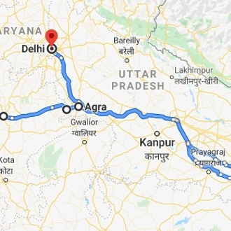 tourhub | Alkof Holidays | Golden Triangle Tour with Varanasi | Tour Map