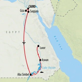 tourhub | On The Go Tours | Classical Egypt & Lake Nasser Cruise - 10 days | Tour Map