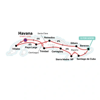 tourhub | G Adventures | Cuba: Salsa & Snorkelling | Tour Map