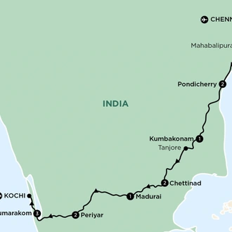 tourhub | APT | Southern India Quest of the Senses | Tour Map