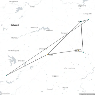tourhub | Agora Voyages | Hubli to Badami, Aihole, Pattadakal & Anshi National Park Tour | Tour Map