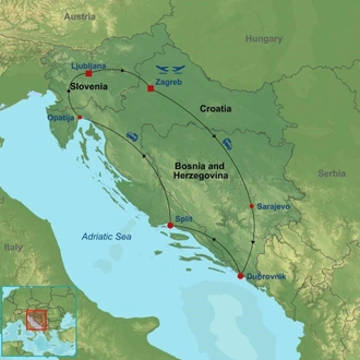 tourhub | Indus Travels | Highlights of Croatia Bosnia and Slovenia | Tour Map