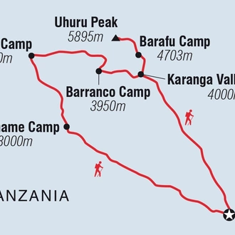 tourhub | Intrepid Travel | Kilimanjaro: Machame Route | Tour Map