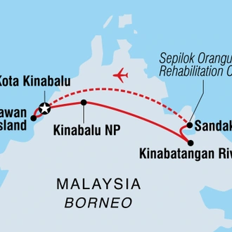 tourhub | Intrepid Travel | Borneo Family Holiday Comfort | Tour Map