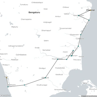 tourhub | Le Passage to India | Tamil Nadu and Kerala | Tour Map