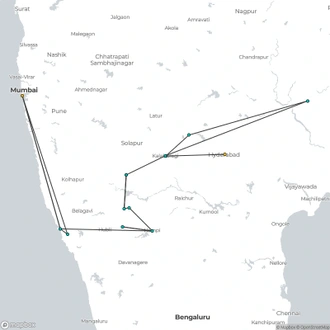 tourhub | Agora Voyages | Diamonds & Dynasties of Southern India (14 Days) | Tour Map