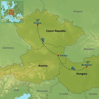 tourhub | Indus Travels | Jewels of Prague Vienna and Budapest Canada Special | Tour Map