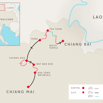 tourhub | SpiceRoads Cycling | Chiang Mai to Chiang Rai by Bike | Tour Map