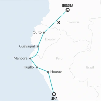tourhub | Bamba Travel | Bogota to Lima Travel Pass | Tour Map