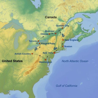 tourhub | Indus Travels | Discover Eastern US and Canada | Tour Map