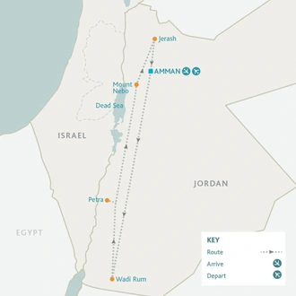 tourhub | Riviera Travel | Jordan and Petra for Solo Travellers | Tour Map