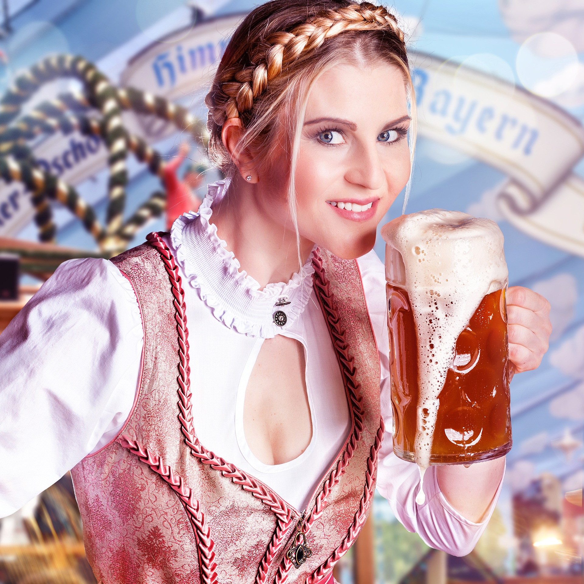 woman holding a glass of beer