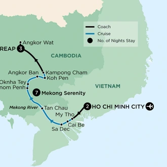 tourhub | APT | Vietnam and Cambodia Highlights | Tour Map