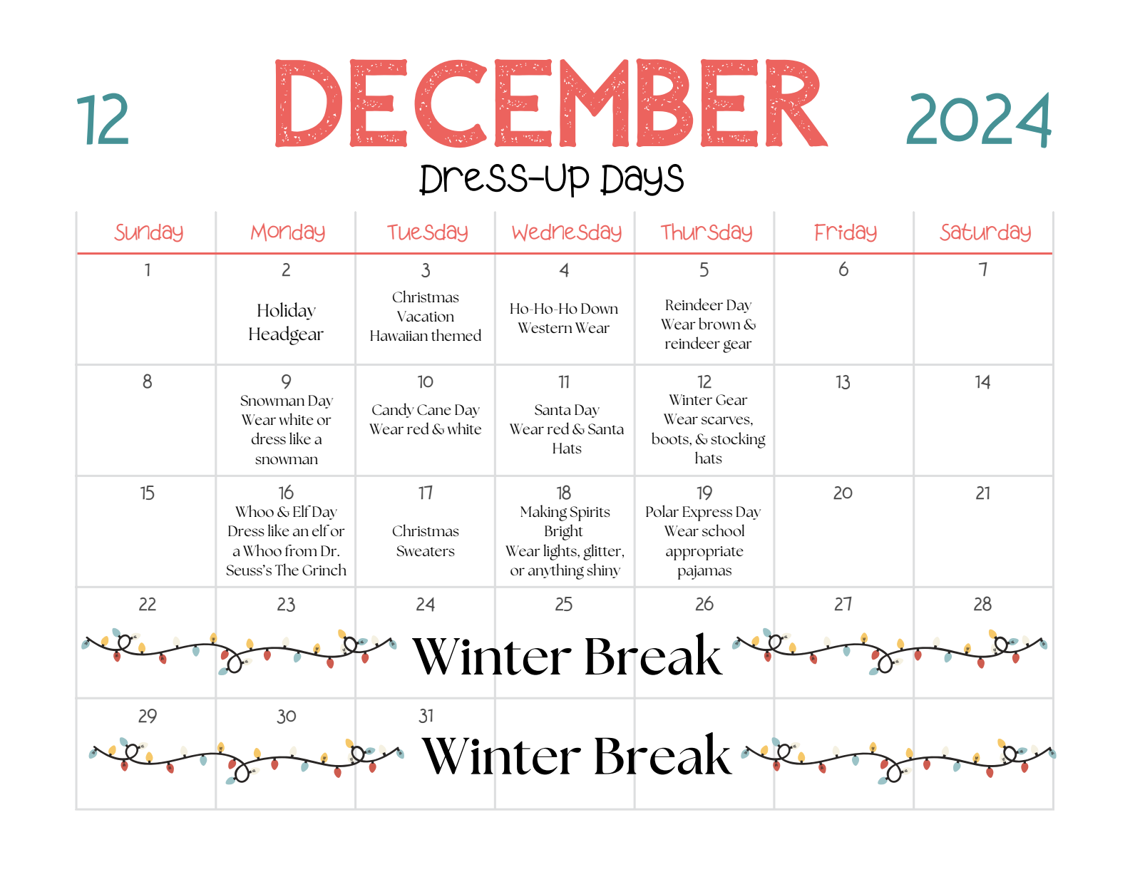 Dress Up Calendar