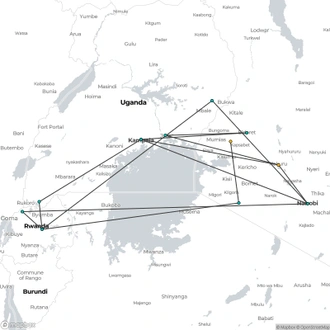 tourhub | Oasis Overland | Nairobi To Nairobi (20 Days) Gorillas & Gameparks | Tour Map