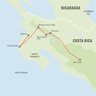 tourhub | Exodus | Rainforest & Restful Retreats in Costa Rica | Tour Map