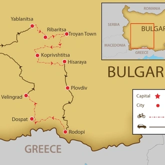 tourhub | SpiceRoads Cycling | Highlights of Bulgaria by Bicycle | Tour Map
