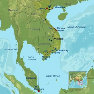tourhub | Indus Travels | Best Of Singapore and Vietnam | Tour Map